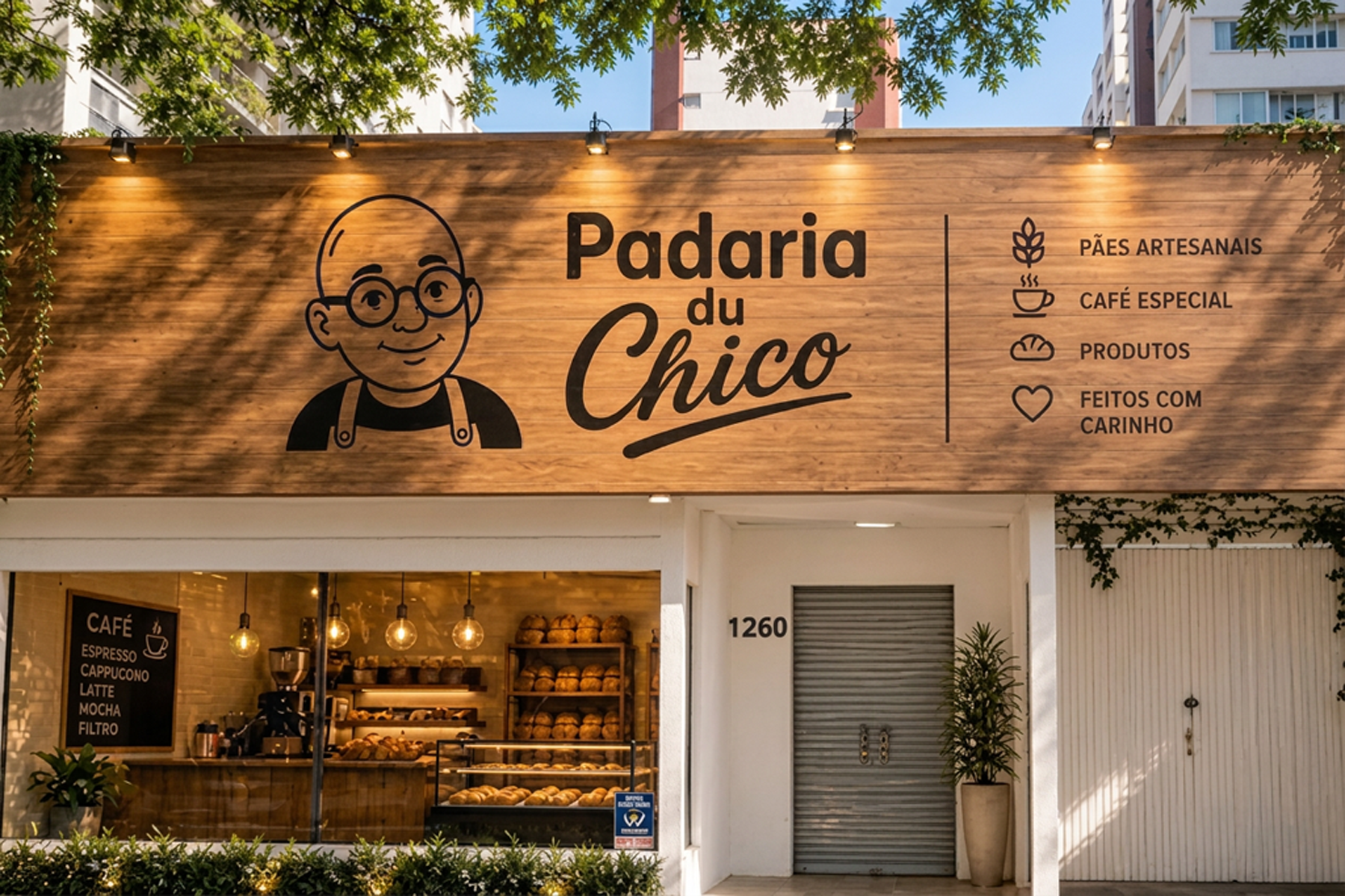 Fachada da nova loja Padaria du Chico em Porto Alegre
